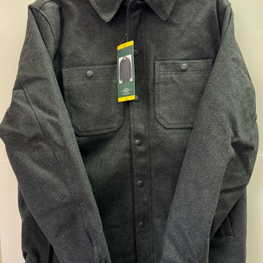 MENS SHERPA LINED COAT GRAY AND RED PLAID AVAILABLE